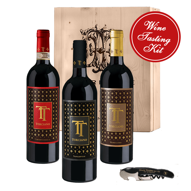 Wine Tasting Kit - Red Wines from Tuscany including Wooden Case